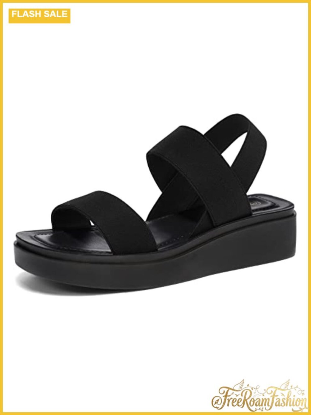 Women's Platform Wedge Sandals Elastic Slingback Slip On Summer Shoes